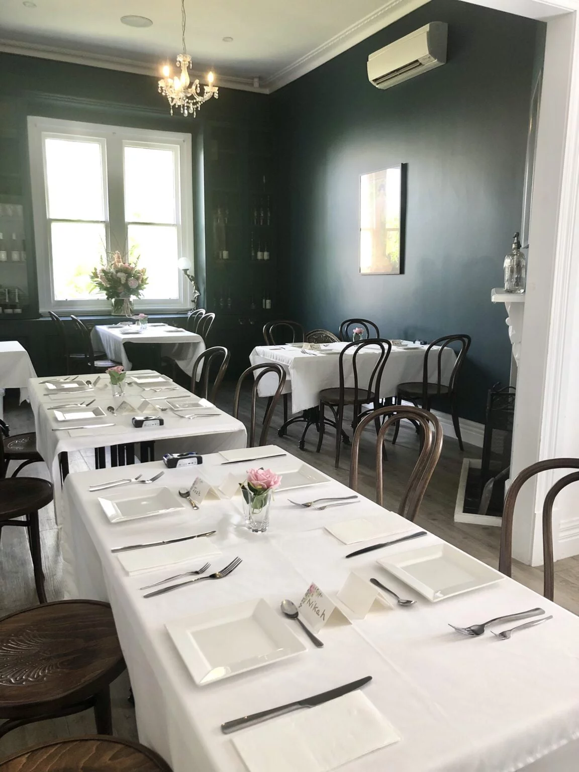 Tables set up for a wedding